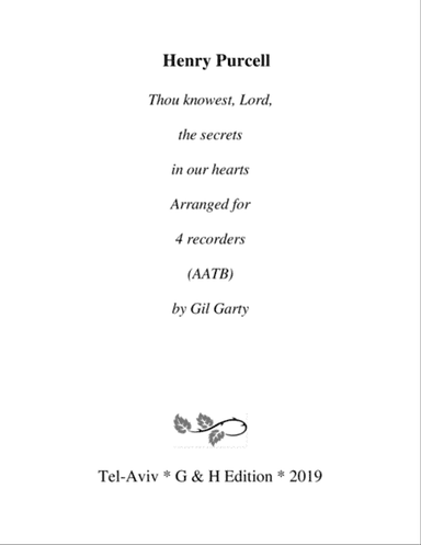 From "Music for the Funeral of Queen Mary": Thou knowest, Lord, the secrets in our hearts (arrangeme
