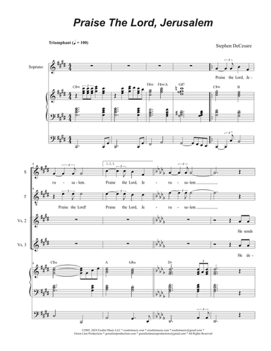Praise The Lord, Jerusalem (2-part choir - (Soprano and Tenor)