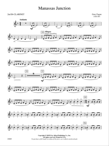 Manassas Junction: 2nd B-flat Clarinet