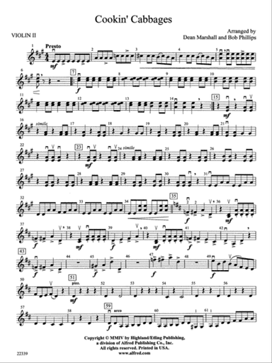Cookin' Cabbages: 2nd Violin