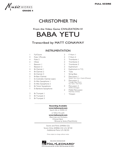 Baba Yetu (from Civilization IV) (trans. Matt Conaway) - Conductor Score (Full Score)