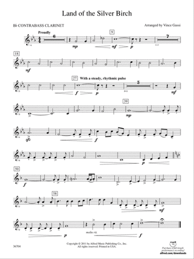 Land of the Silver Birch: (wp) B-flat Contrabass Clarinet