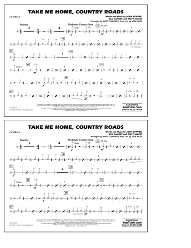 Take Me Home, Country Roads (arr. Matt Conaway) - Cymbals