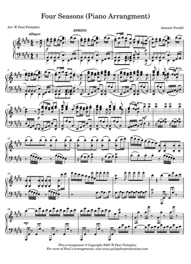 Vivaldi's Four Seasons (Piano Arrangement)