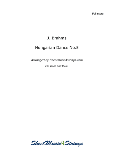 Brahms, J. - Hungarian Dance No. 5, for Violin and Viola