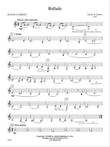 Ballade: B-flat Bass Clarinet