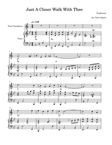Just A Closer Walk With Thee (Tenor Sax Solo and Piano)