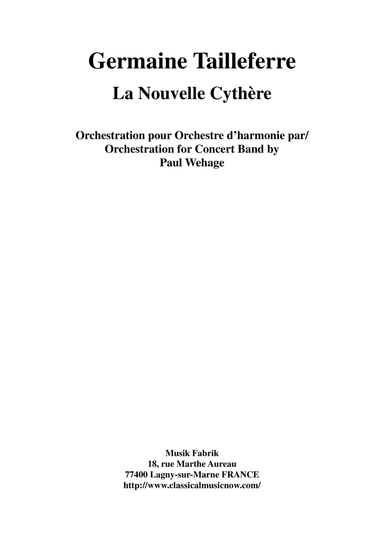 Germaine Tailleferre : La Nouvelle Cythère for Concert Band, score only - Score Only