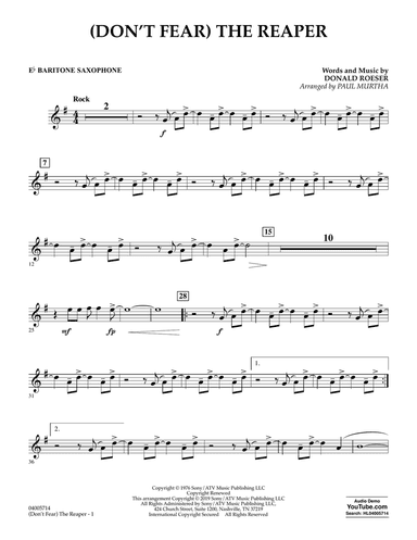 (Don't Fear) The Reaper (arr. Paul Murtha) - Eb Baritone Saxophone