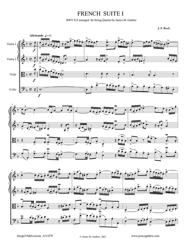 BACH: Six French Suites Complete BWV 812-817 for String Quartet