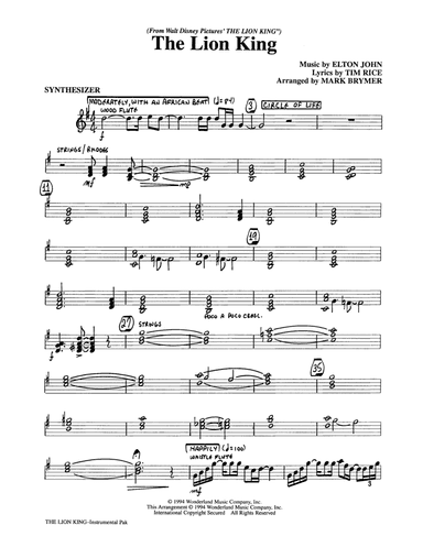 The Lion King (Medley) (arr. Mark Brymer) - Synthesizer
