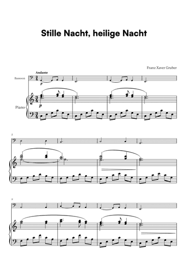 Franz Xaver Gruber - Stille Nacht, heilige Nacht (for Bassoon and Piano)