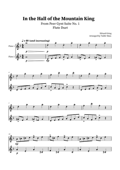 In The Hall Of The Mountain King - Flute Duet