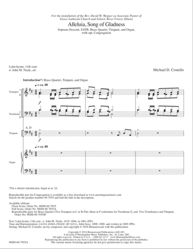 Alleluia, Song of Gladness (Downloadable Full Score)