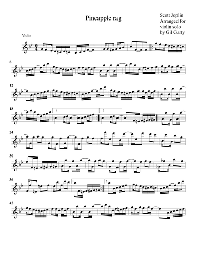 Pineapple rag (arrangement for violin solo)