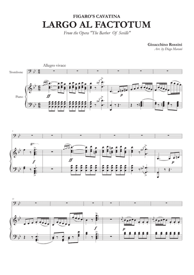 Figaro's Cavatina "Largo Al Factotum" for Trombone and Piano