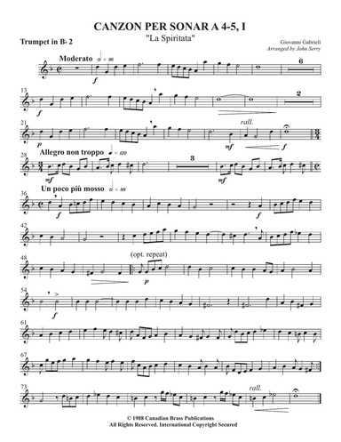 Canzon per Sonar A 4-5, I (La Spiritata) - Bb Trumpet 2