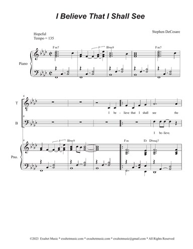 I Believe That I Shall See (2-part choir - (TB)
