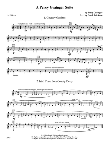 A Percy Grainger Suite: 1st F Horn