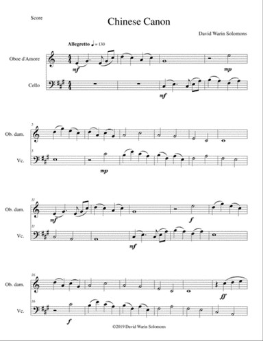 Chinese canon for oboe d'amore and cello