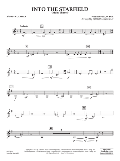 Into The Starfield (Main Title) (arr. Robert Longfield) - Bb Bass Clarinet