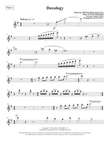 Doxology (arr. Sean Paul) - Flute 1
