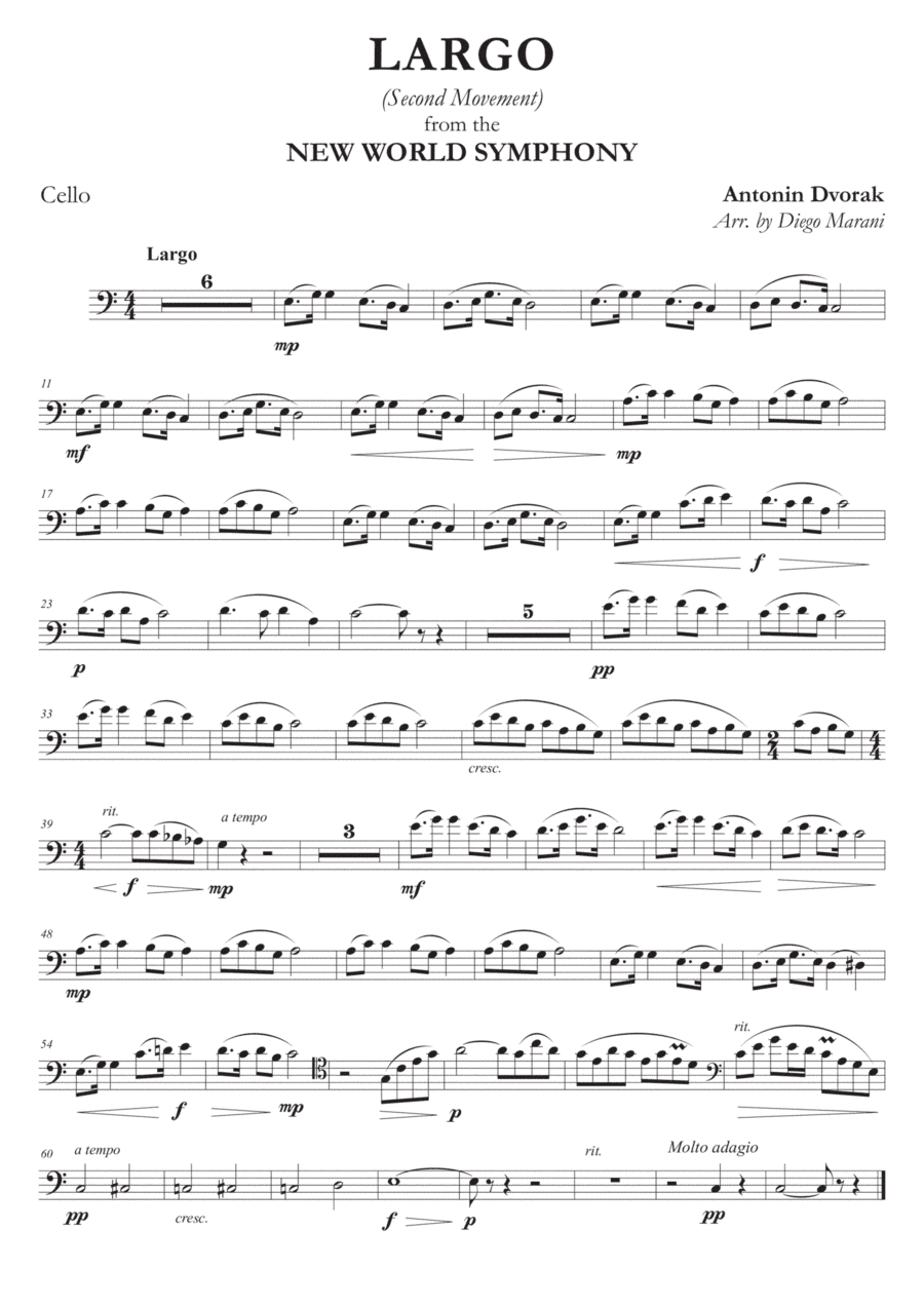 Largo from "New World Symphony" for Cello and Piano