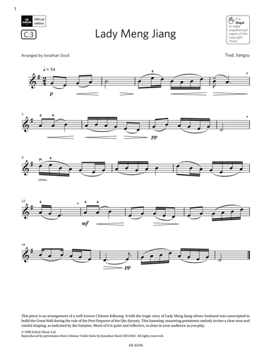 Lady Meng Jiang (Grade 2, C3, from the ABRSM Violin Syllabus from 2024)