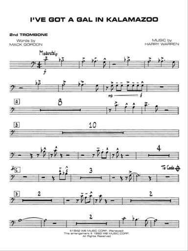 I've Got a Gal in Kalamazoo: 2nd Trombone