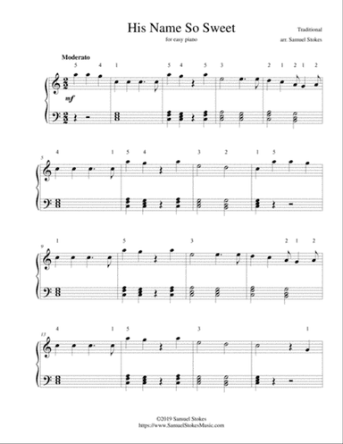His Name So Sweet - for easy piano