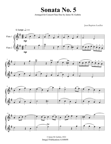 Loeillet: Sonata No. 5 for Flute Duo