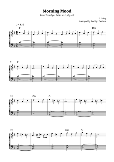 Morning Mood (easy piano - intermediate level 2 - with chords)