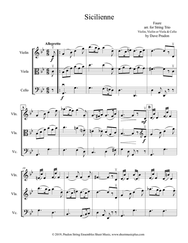 Faure Sicilienne for String Trio
