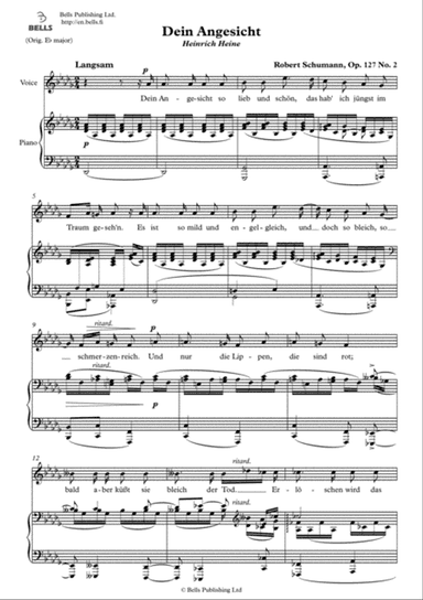 Dein Angesicht, Op. 127 No. 2 (D-flat Major)