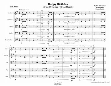 Happy Birthday / Auld Lang Syne - String Orchestra / String Quartet - Intermediate