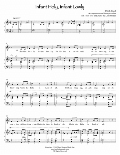 Infant Holy, Infant Lowly - for tenor soloist and piano