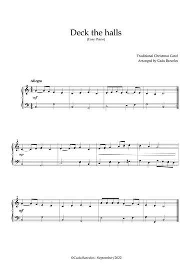 Deck the Halls (Easy Piano)