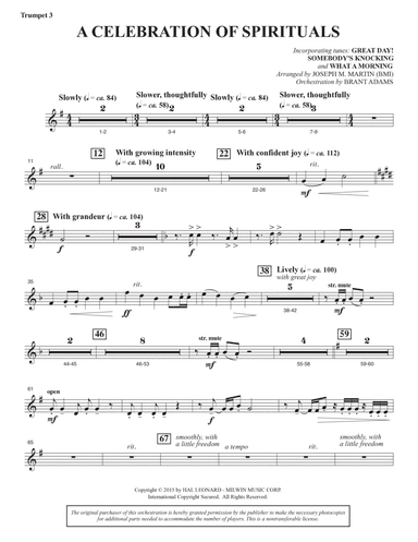 A Celebration of Spirituals - Bb Trumpet 3