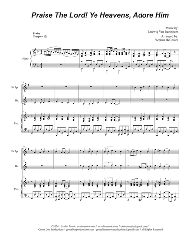 Praise The Lord! Ye Heavens, Adore Him (Duet for Bb-Trumpet and French Horn)