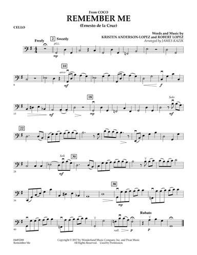 Remember Me (from Coco) (arr. James Kazik) - Cello