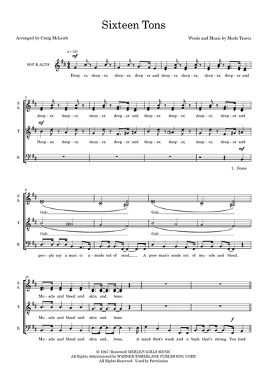 Sixteen Tons (arr. Craig McLeish)