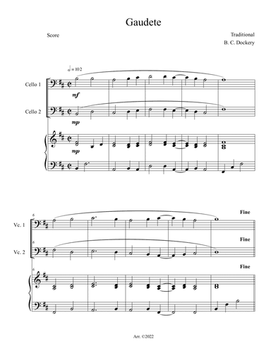 Gaudete (Cello Duet with Piano Accompaniment)