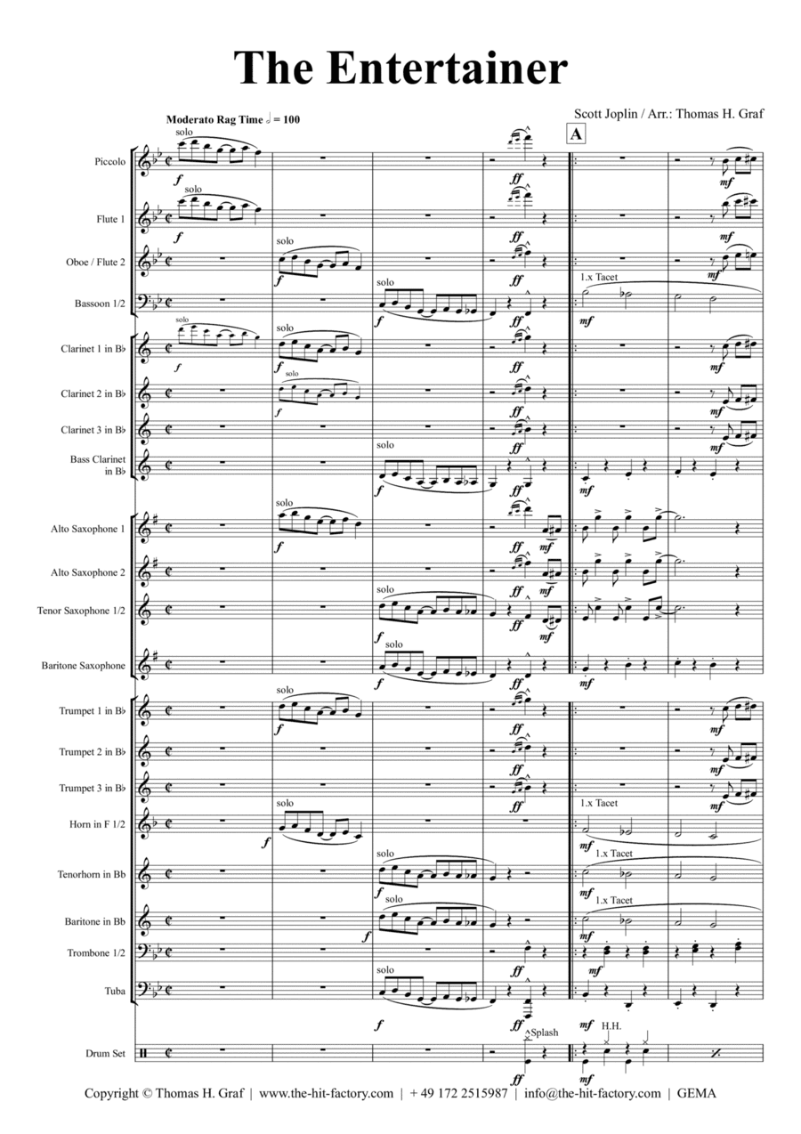 The Entertainer - Rag Time Classic - Concert Band