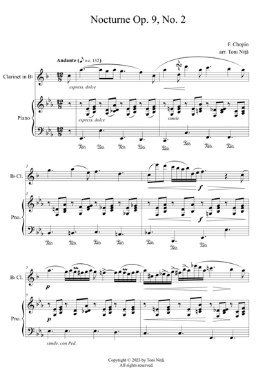 Chopin - Nocturne Op. 9, No. 2 (for Clarinet in Bb & Piano)