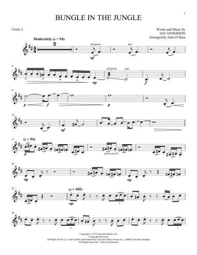 Bungle (arr. John O'Hara) - Violin 2