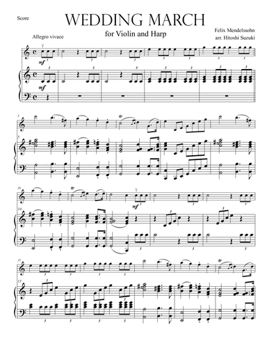 Wedding March for Violin-Harp Duo