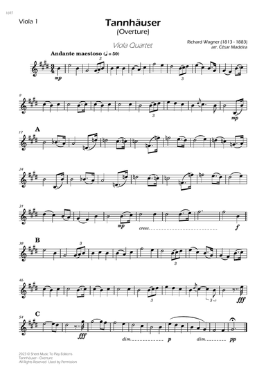 Tannhäuser (Overture) - Viola Quartet (Individual Parts)
