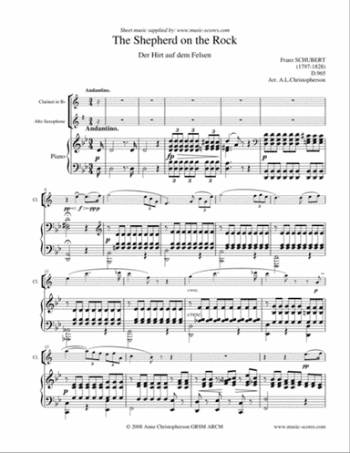 Shepherd on the Rock - Alto Sax, Clarinet and Piano