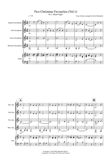 2 Christmas Favourites for Saxophone Quartet (volume one)