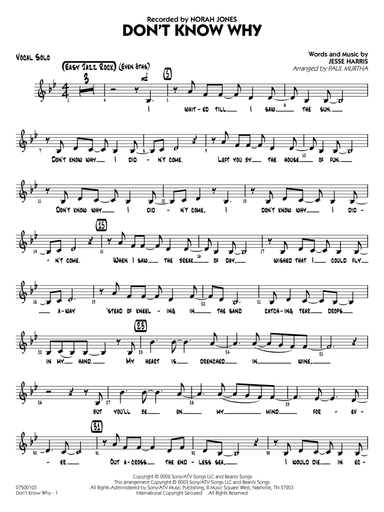 Don't Know Why (arr. Paul Murtha) - Vocal Solo